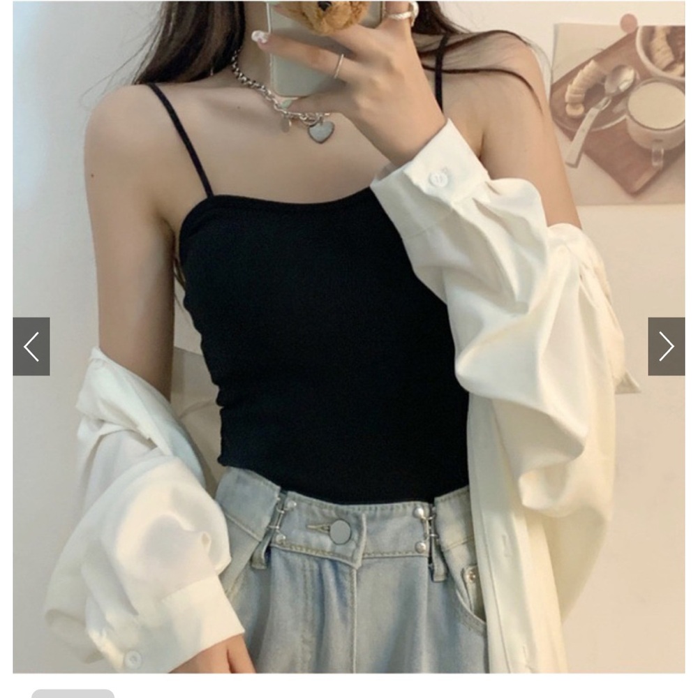 Elegant Padded Short Length Black Camisole Top